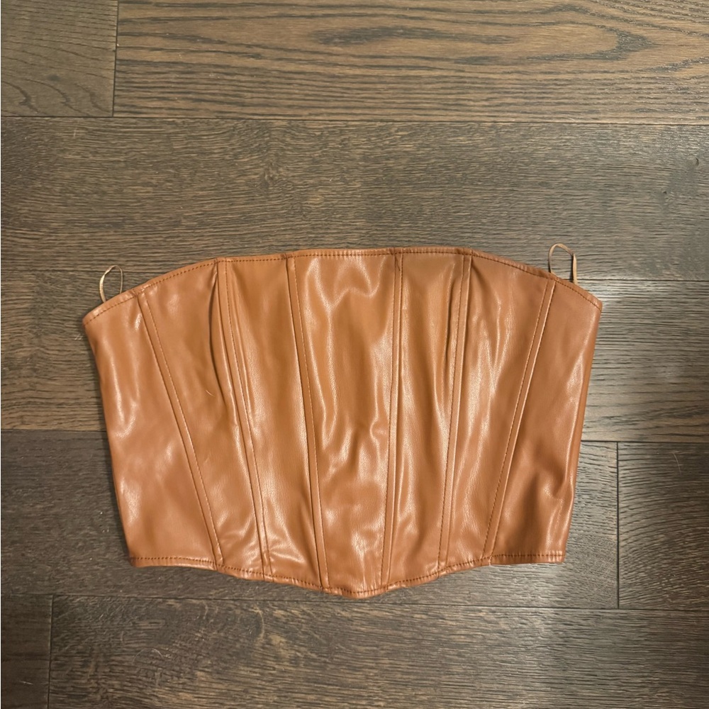 Zara Tan Faux Leather Top